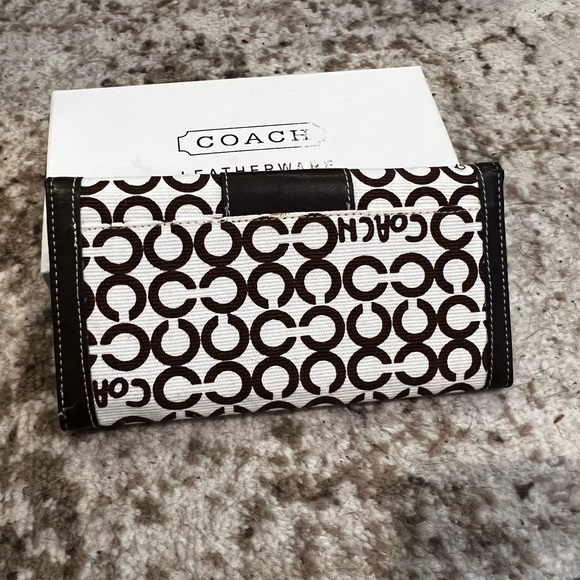 Vintage Coach op art slim card holder wallet with snap closure - Picture 4 of 6